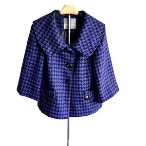 Mac & Jac Womens Tweed Button-Up Wool Blend Cropped‎ Jacket Size Small Regency